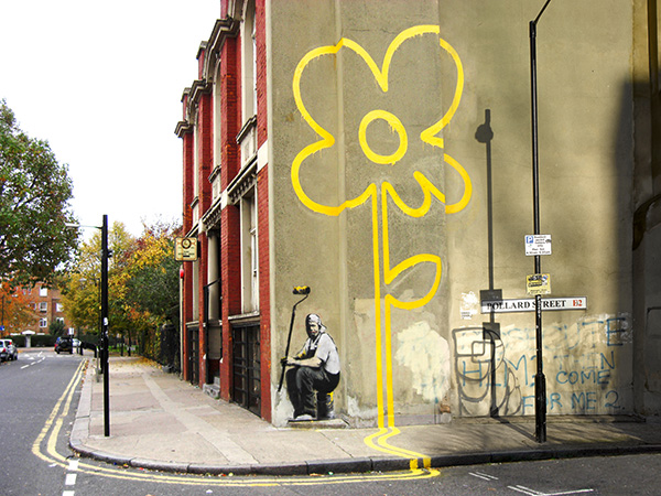 obra Pollard Street, London (graffiti attributed to Banksy)