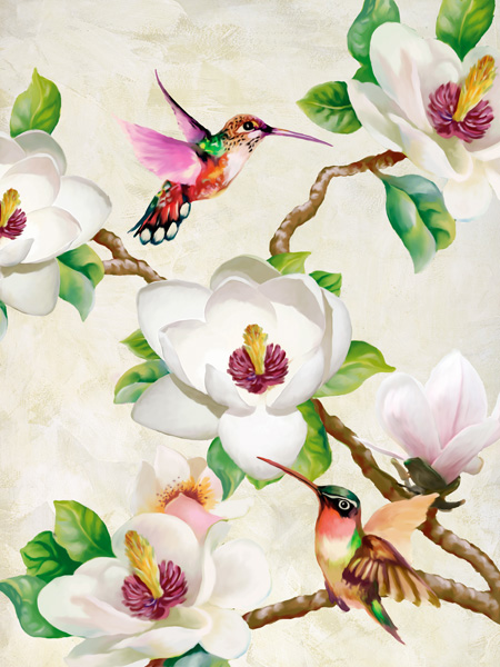 obra Magnolia and Humming Birds